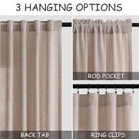 Nanspring Oatmeal Semi Sheer Curtains 84 Inches Long 2 Panel Set Pocket Back Tab Linen Light Filtering Room Decor Curtain Drapes