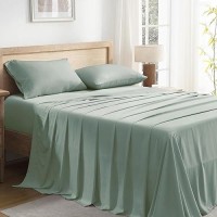 Andency Sage Green California King Sheet Sets 100 Viscose Derived From Bamboo Cooling Sheet Set Deep Pocket Up To 16 Silk