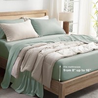 Andency Sage Green California King Sheet Sets 100 Viscose Derived From Bamboo Cooling Sheet Set Deep Pocket Up To 16 Silk