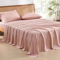 Andency Blush Full Size Bed Sheets 100 Viscose Derived From Bamboo Cooling Full Sheets Deep Pocket Up To 16 Silky Soft Be