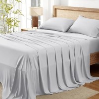 Andency Light Grey California King Sheet Sets 100 Viscose Derived From Bamboo Cooling Sheet Set Deep Pocket Up To 16 Silk