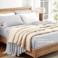 Andency Light Grey California King Sheet Sets 100 Viscose Derived From Bamboo Cooling Sheet Set Deep Pocket Up To 16 Silk