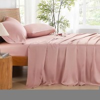 Andency Blush California King Sheet Sets 100 Viscose Derived From Bamboo Cooling Sheet Set Deep Pocket Up To 16 Silky Sof