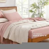 Andency Blush California King Sheet Sets 100 Viscose Derived From Bamboo Cooling Sheet Set Deep Pocket Up To 16 Silky Sof