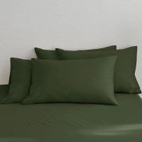 Moomee Bedding Pillowcases Pack Of 4 100 Washed Cotton Linen Like Textured Breathable Durable Soft Comfy Olive Green King