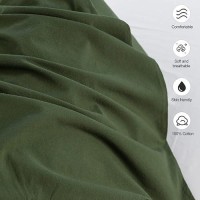 Moomee Bedding Pillowcases Pack Of 4 100 Washed Cotton Linen Like Textured Breathable Durable Soft Comfy Olive Green Queen