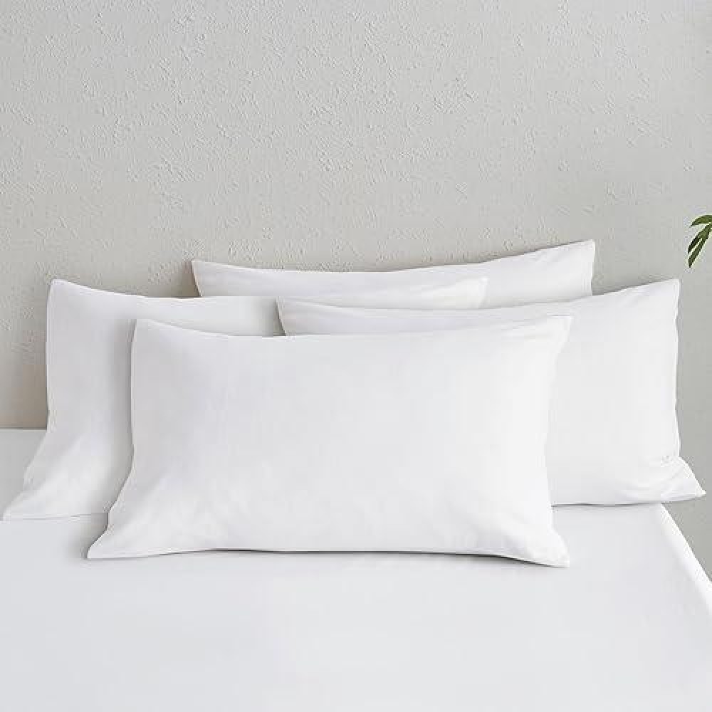 Moomee Bedding Pillowcases Pack Of 4 100 Washed Cotton Linen Like Textured Breathable Durable Soft Comfy Off White Queen