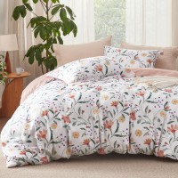 Bedsure Duvet Cover King Size Reversible Floral Pattern Duvet Cover Set With Zipper Closure Pale Blush Bedding Comforter Cove