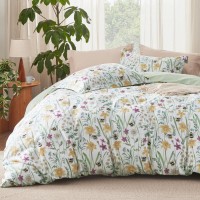 Bedsure Duvet Cover Queen Size Reversible Floral Pattern Duvet Cover Set With Zipper Closure Green Bedding Comforter Cover 3