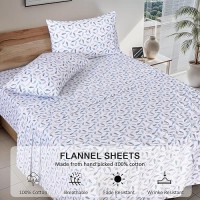 Ruvanti Flannel Sheets Queen Size 100 Cotton Double Brushed Bed Sheets Deep Pockets 16 Inches Queen Sheet Set All Seasons B