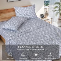 Ruvanti Flannel Sheets Full Size 100 Cotton Double Brushed Bed Sheets Set Deep Pockets 16 Inches All Seasons Breathable E