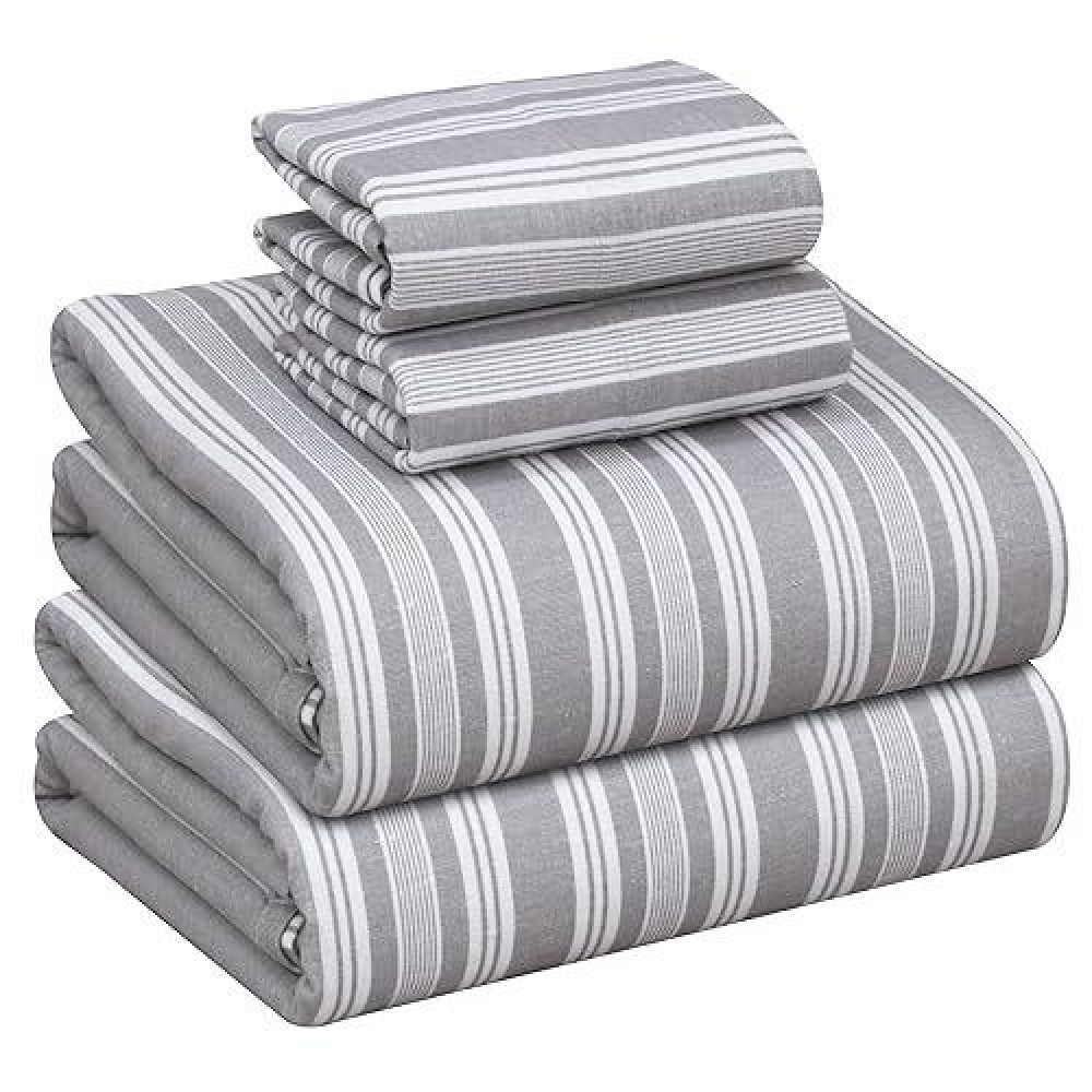 Ruvanti Flannel Sheets Full Size 100 Cotton Double Brushed Bed Sheets Set Deep Pockets 16 Inches All Seasons Breathable E