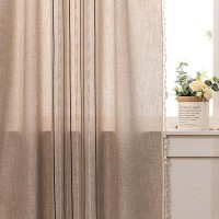 Deeprove Boho Style Curtains 96 Inches Long  Vintage Bohemian Embroidery Striped Farmhouse Cotton Linen Fringe Window Treatments Bedroom Living Room Nursery  W52 X L96  1 Panel Khaki And Brown