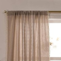 Deeprove Boho Style Curtains 96 Inches Long  Vintage Bohemian Embroidery Striped Farmhouse Cotton Linen Fringe Window Treatments Bedroom Living Room Nursery  W52 X L96  1 Panel Khaki And Brown