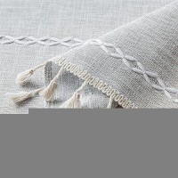 Deeprove Silver Grey Boho Curtains 72 Inches Length Vintage Bohemian Embroidery Farmhouse Cotton Linen Fringe Window Treatments