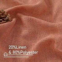 Lamit Terracotta 72 Inch Linen Curtains For Living Room 2 Panels Linen Textured Light Filtering Semi Sheer Back Tab And Rod Poc