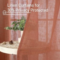 Lamit Semi Sheer Linen Curtains For Living Room Back Tab And Rod Pocket Terracotta Curtains Light Filtering Country Rustic Neut