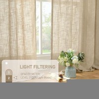 Lamit Linen Curtains 63 Inch For Bedroom Light Filtering Neutral Semi Sheer Window Curtains Back Tab And Rod Pocket Panels 2 P