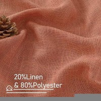 Lamit Terracotta Linen Semi Sheer Curtains 63 Inch For Bedroom Light Filtering Neutral Window Curtains Farmhouse Boho Back Tab