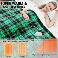 Green Heated Blanket Electric Throw 50X60 Christmas Heating Blanket For Couch Plaid Sherpa Winter Blanket Warmer 10 Heating L