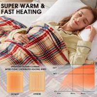 Heated Blanket Electric Throw 50X60 Heating Throw With 10 Heating Levels 8 Hours Auto Off Plaid Checkered Sherpa Blanket Wa