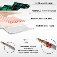 Green Heated Blanket Electric Twin Size 62X84 Christmas Heating Blanket Plaid Sherpa Winter Blanket Warmer 10 Heating Levels