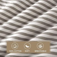 Jellymoni 100 Natural Cotton 3Pcs Striped Duvet Cover Sets White Duvet Cover With Thin Blue Stripes Pattern Printed Comforter C