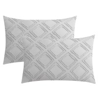 Jellymoni 2 Pack Light Grey Pillowcases King Size Soft Microfiber Geometric Tufted Pillow Covers With Envelope Closure Pillows