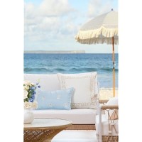 Hofdeco Premium Coastal Patio Indoor Outdoor Throw Pillow Cover Only 20X20 Water Repellent For Backyard Couch Neutral Tan