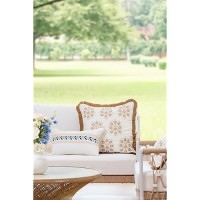 Hofdeco Premium Coastal Patio Indoor Outdoor Throw Pillow Cover Only 20X20 Water Repellent For Backyard Couch Neutral Tan