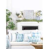 Hofdeco Premium Coastal Patio Indoor Outdoor Lumbar Pillow Cover Only 12X20 Water Repellent For Backyard Couch Baby Blue