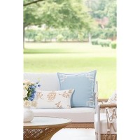 Hofdeco Premium Coastal Patio Indoor Outdoor Lumbar Pillow Cover Only 12X20 Water Repellent For Backyard Couch Baby Blue