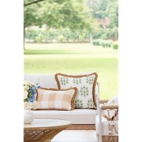 Hofdeco Premium Coastal Patio Indoor Outdoor Lumbar Pillow Cover Only 12X20 Water Repellent For Backyard Couch Neutral Ta