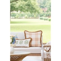 Hofdeco Premium Coastal Patio Indoor Outdoor Throw Pillow Cover Only 20X20 Water Repellent For Backyard Couch Neutral Tan