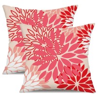 Dfxsz Red Pink Flower Pillow Covers 18X18 Inch Set Of 2 Valentines Day Pillow Covers Outdoor Waterproof Decor For Living Room So