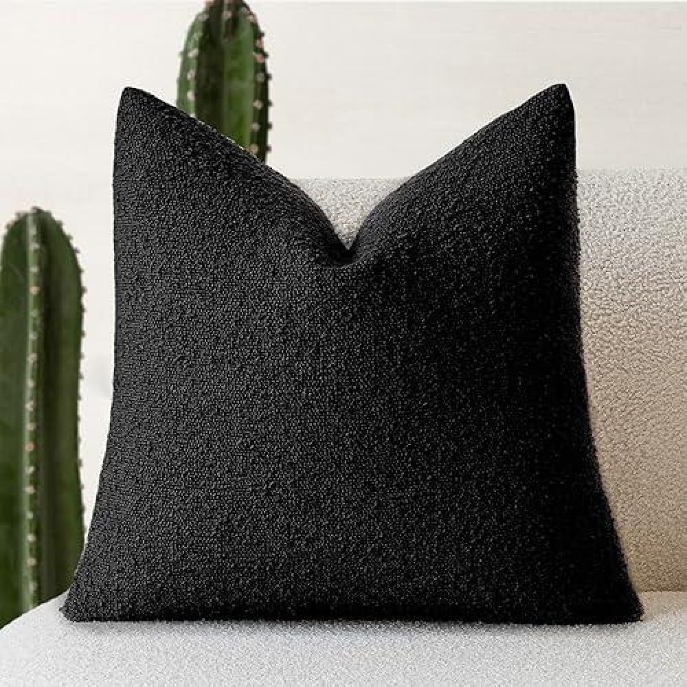 Foindtower Decorative Textured Boucle Throw Pillow Covers Accent Solid Pillow Cases Neutral Soft Cozy Couch Cushion Case For Cha