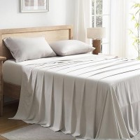 Andency Tannish Grey Queen Sheets Set 100 Viscose Derived From Bamboo Cooling Bed Sheets Queen Size Deep Pocket Up To 16