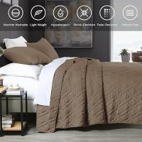 Horimote Home Quilt Set King Size Pine Bark Classic Geometric Diamond Stitched Pattern Ultra Soft Microfiber Lightweight Beddi