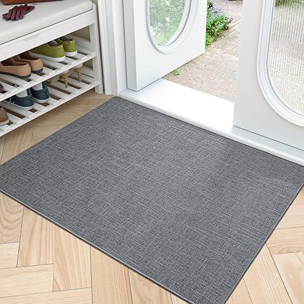 Lumi Large Indoor Door Mat 32X47 Non Slip Rubber Backing Entrance Mat Easy Clean Low Profile Ultra Thin Entryway Mat For I