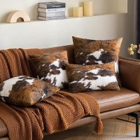 Woaboy Pack Of 2 Decorative Throw Pillow Covers Cowhide Brindle Printed Couch Throw Pillows Cushion Covers For Home Decor Living