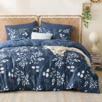 Bedsure Navy King Comforter Set 7 Pieces Floral Bedding Sets King Bed In A Bag With Reversible Botanical Flowers Comforter Sh