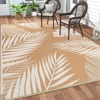 Genimo Outdoor Rug 9' X 12' Waterproof For Patios Clearance  Reversible Outdoor Plastic Straw Camping Rug Carpet  Large Area Rugs Mats For Rv  Camper  Deck  Balcony  Porch  Beach  Picnic  Brown&Beige