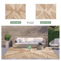 Genimo Outdoor Rug 9' X 12' Waterproof For Patios Clearance  Reversible Outdoor Plastic Straw Camping Rug Carpet  Large Area Rugs Mats For Rv  Camper  Deck  Balcony  Porch  Beach  Picnic  Brown&Beige