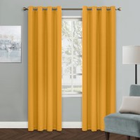 Mysky Home Yellow Blackout Curtains For Living Room Bedroom Curtains 80 Inches Long Grommet Room Darkening Window Curtains Therm