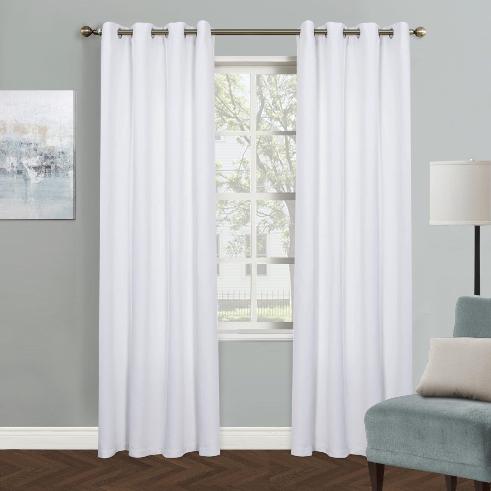 Mysky Home White Curtains For Bedroom Grommet Room Darkening 80 Inch Long Curtains For Living Room Vertical Blinds Privacy The