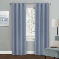 Mysky Home Dusty Blue Blackout Curtains For Living Room 90 Inch Long Grommet Room Darkening Curtain For Bedroom Thermal Insula