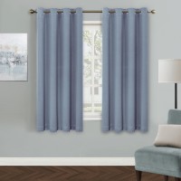 Mysky Home Blue Blackout Curtains For Living Room 63 Inch Long Grommet Room Darkening Curtain For Bedroom Amazing Triple Weave