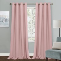 Mysky Home Pink Curtains For Living Room 95 Inch Long Grommet Room Darkening Curtain For Kids Bedroom Amazing Triple Weave The