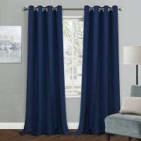 Mysky Home Navy Blue Curtains Blackout Curtains 90 Inch Long For Living Room Bedroom Blue Curtains Grommet Window Curtains Priva