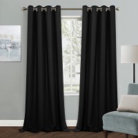 Mysky Home Black Curtains For Living Room Black Out Curtains For Bedroom 90 Inch Long Curtains Grommet Window Curtains Room Dark